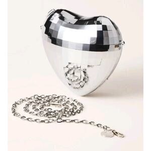 NWT Kate Spade New York x Target Silver Disco Heart Crossbody Bag Purse